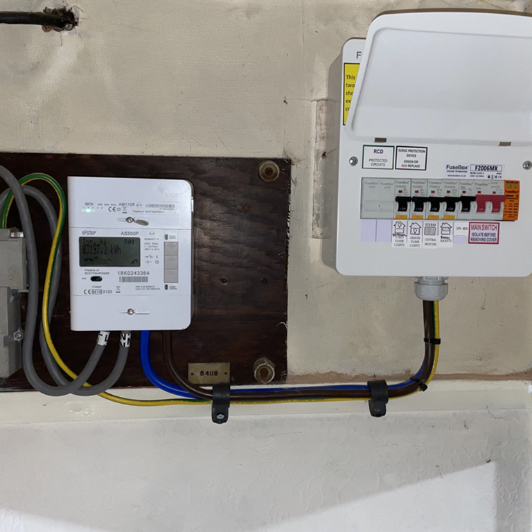 consumer unit with switches exposed